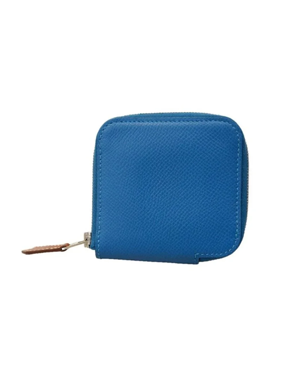 Hermes Coin Case Azap Compact Mini Silk in Veau Blue Zanzibar Silver